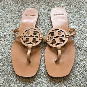 Tory Burch Women’s Miller Square Toe Sandal in Natural Vachetta - Size 7